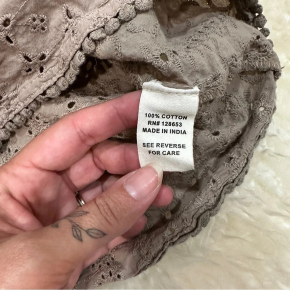 Joie | Eyelet Crochet Tank Top in Stone color | Size: Large - Picture 6 of 8